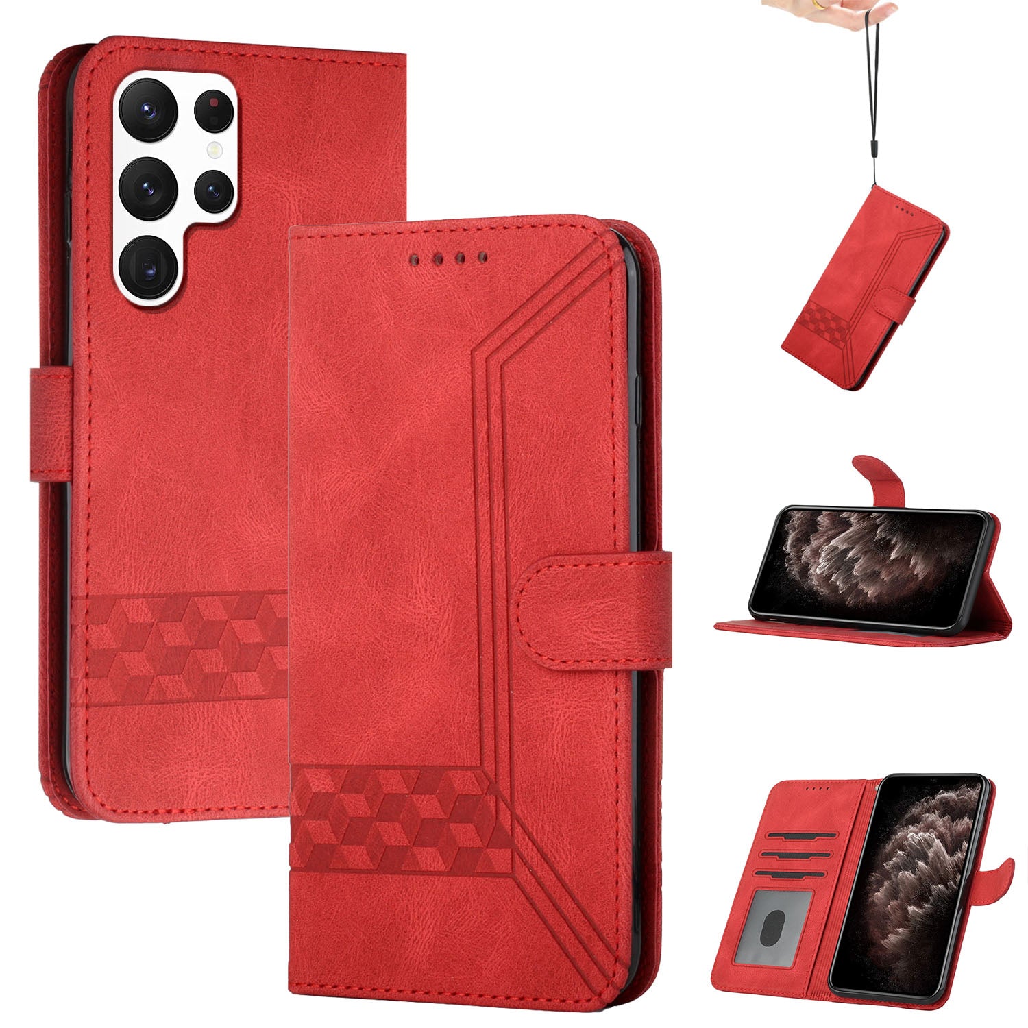 YX0010 Series for Samsung Galaxy S24 Ultra Case PU Leather Stand Phone Cover with Wrist Strap YX0010 Series for Samsung Galaxy S24 Ultra Case PU Leather Stand Phone Cover with Wrist Strap